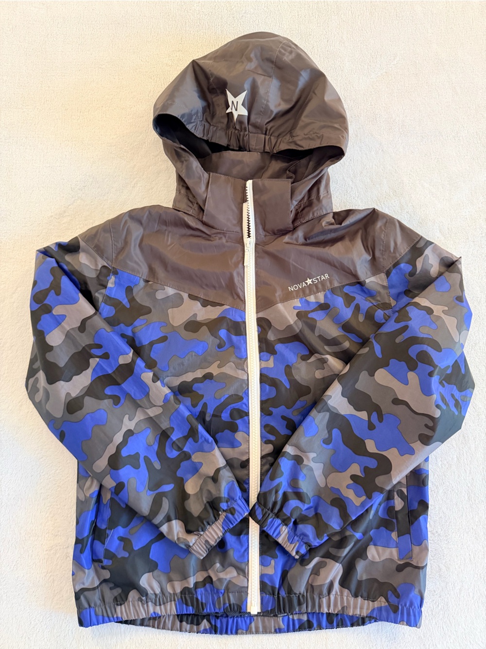 Nova Star Blue Camo Kids Raincoat with Hood Boys